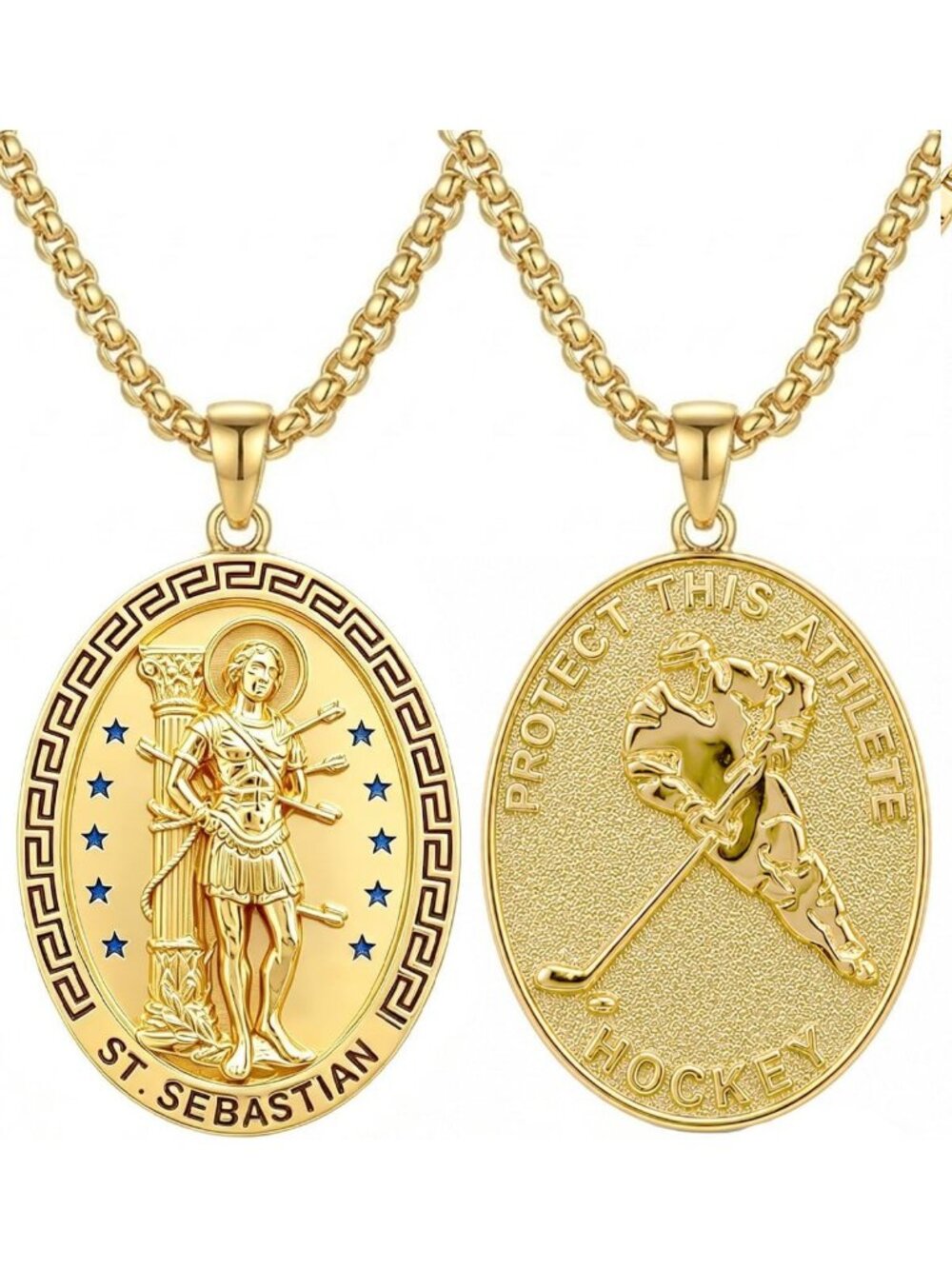 Men's 14K Gold Double-Sided Catholic Medal Necklace | Patron Saint Jewelry